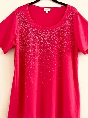 Avenue Fuchsia Blouse With Silver Accents Size 14/16
